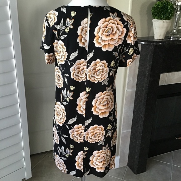 Floral Dress Women’s SMALL Black & Beige Lotus Print Career Forever 21 Tags NEW - Picture 4 of 15
